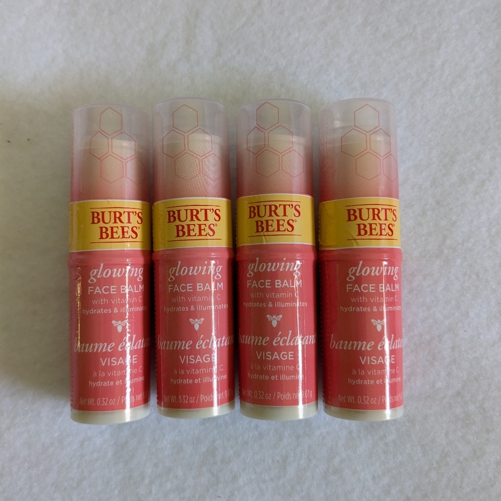 (4) Burt's Bees Glowing Face Balm Visage NEW SEALED DISCONTINUED HTF